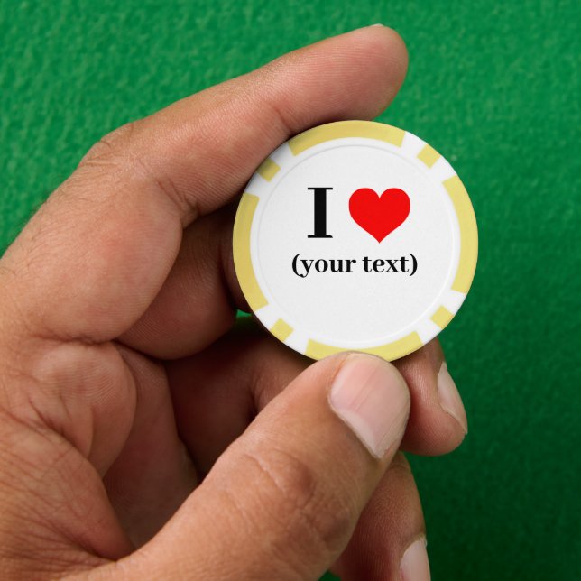CUSTOM! I Heart Poker Chips - Yellow (Hand)