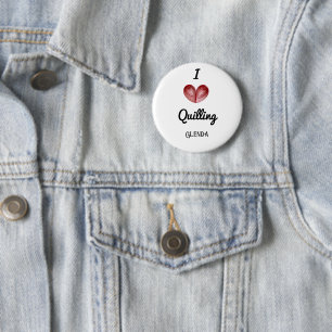 Custom, I (heart) Quilling, Round Button 2.25-in