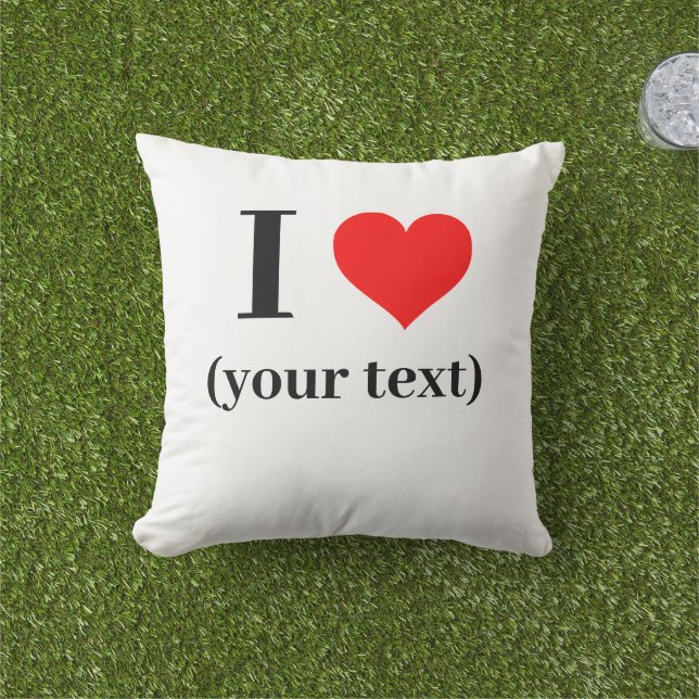 CUSTOM! I Heart Throw Pillow 16" x 16" Outdoor (Grass)