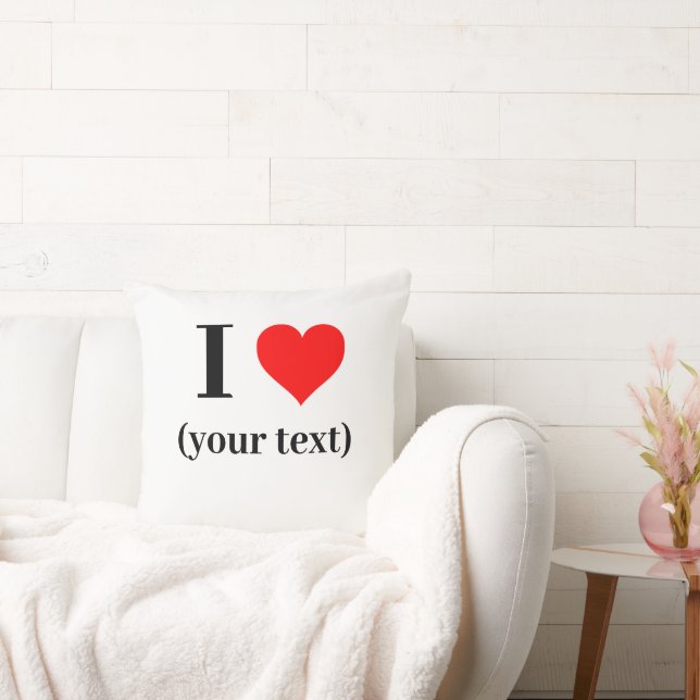 CUSTOM! I Heart Throw Pillow 20" x 20" Cotton (Couch)