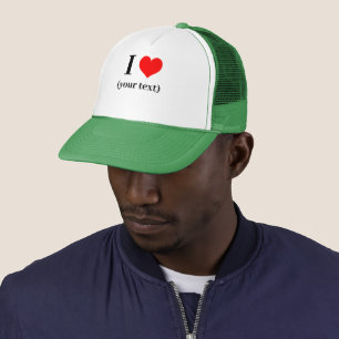 CUSTOM! I Heart Trucker Hat - White and Green