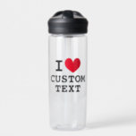 Custom I HEART water bottle for sports and more<br><div class="desc">Custom I HEART water bottle for sports and more. Fun gift idea for kids and adults. Personalizable i love template with modern typography.</div>