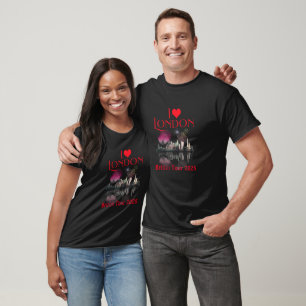 Custom I Love London Skyline Fireworks Souvenir T-Shirt