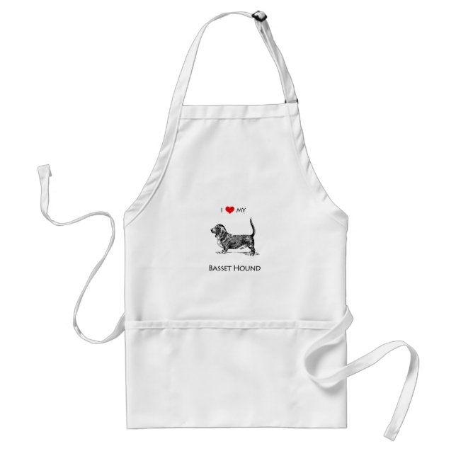Custom I Love My Basset Hound Dog Standard Apron (Front)