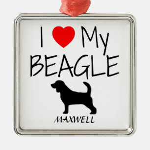 Custom I Love My Beagle Metal Tree Decoration