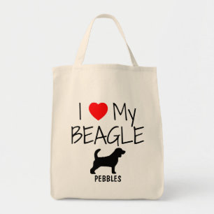 Custom I Love My Beagle Tote Bag