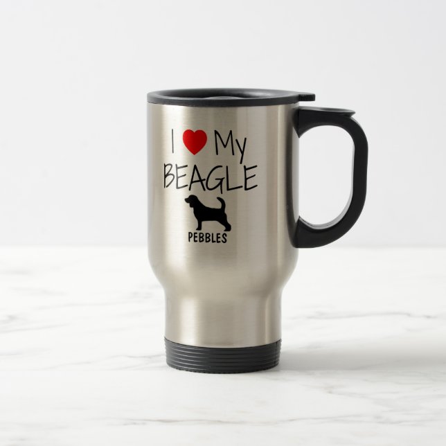 Custom I Love My Beagle Travel Mug (Right)