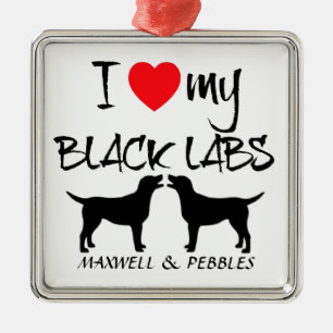 Custom I Love My Black Labs Metal Tree Decoration