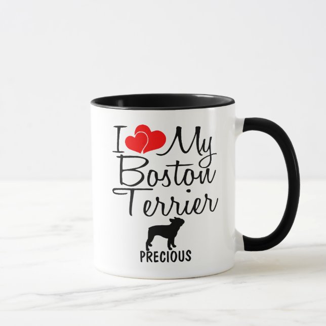 Custom I Love My Boston Terrier Mug (Right)