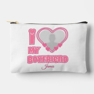 Custom I Love My Boyfriend – Add Photo & Name Accessory Pouch