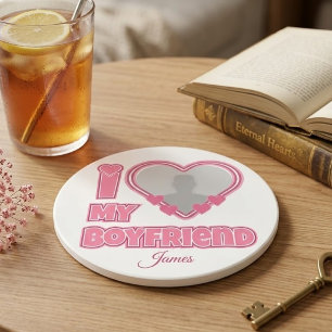 Custom I Love My Boyfriend – Add Photo & Name Coaster