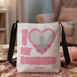 Custom I Love My Boyfriend – Add Photo & Name Crossbody Bag