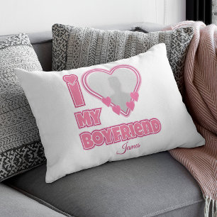 Custom I Love My Boyfriend – Add Photo & Name Decorative Cushion