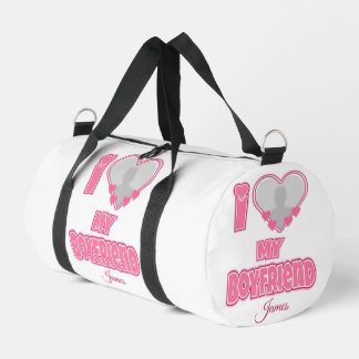 Custom I Love My Boyfriend – Add Photo & Name Duffle Bag