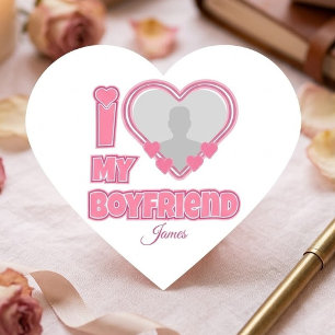 Custom I Love My Boyfriend – Add Photo & Name Heart Sticker