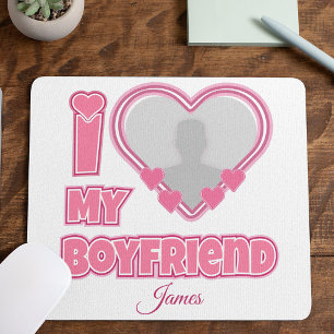 Custom I Love My Boyfriend – Add Photo & Name Mouse Pad