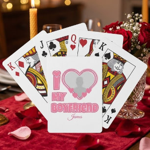 Custom I Love My Boyfriend – Add Photo & Name Playing Cards