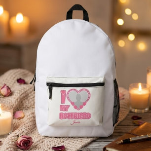 Custom I Love My Boyfriend – Add Photo & Name Printed Backpack