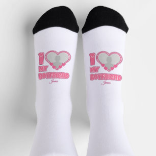Custom I Love My Boyfriend – Add Photo & Name Socks
