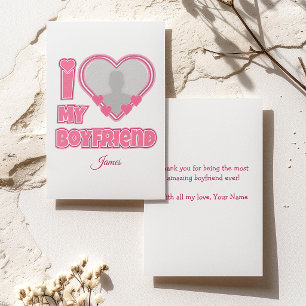 Custom I Love My Boyfriend – Add Photo & Name Thank You Card