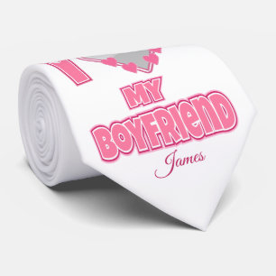 Custom I Love My Boyfriend – Add Photo & Name Tie