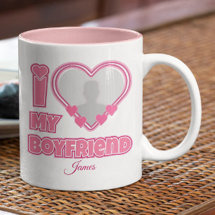 Custom I Love My Boyfriend – Add Photo & Name Two-Tone Coffee Mug