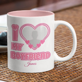 Custom I Love My Boyfriend – Add Photo & Name Two-Tone Coffee Mug