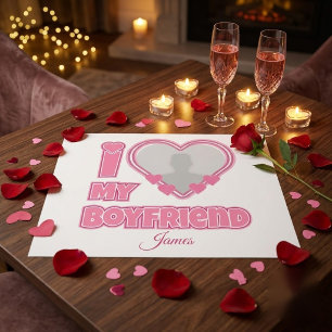 Custom I Love My Boyfriend – Add Photo & Name Wrapping Paper