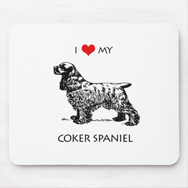 Custom I Love My Cocker Spaniel Dog Mousepad (Front)