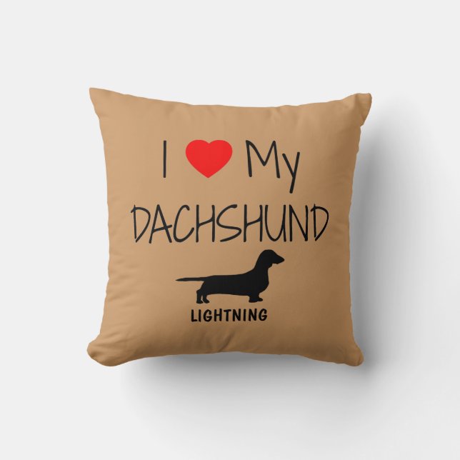 Custom I Love My Dachshund Cushion (Front)