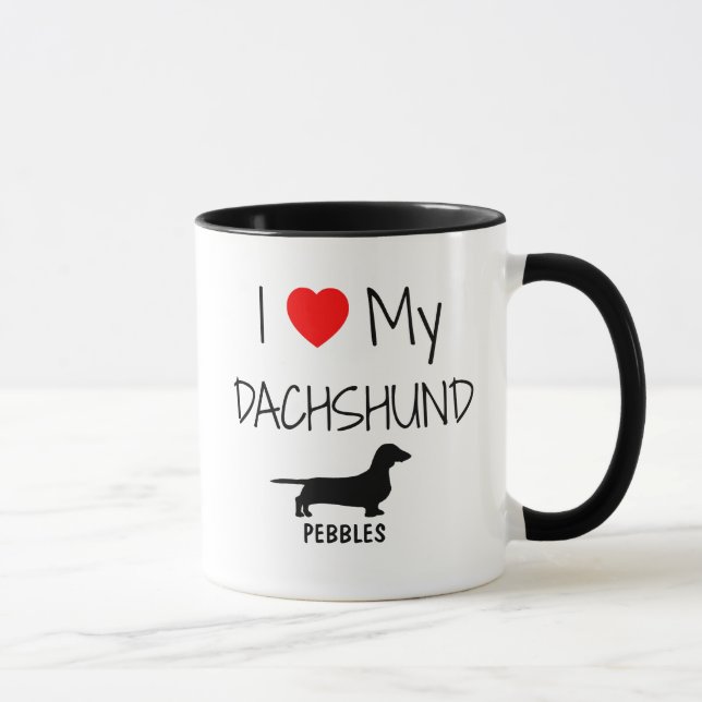 Custom I Love My Dachshund Mug (Right)
