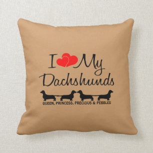 Custom I Love My Four Dachshunds Cushion