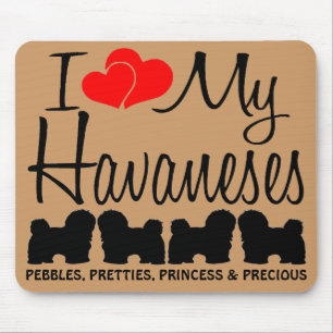 Custom I Love My Four Havaneses Mouse Pad