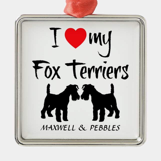 Custom I Love My Fox Terriers Metal Tree Decoration (Front)