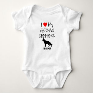 Custom I Love My German Shepherd Baby Bodysuit