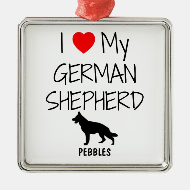 Custom I Love My German Shepherd Metal Tree Decoration (Front)