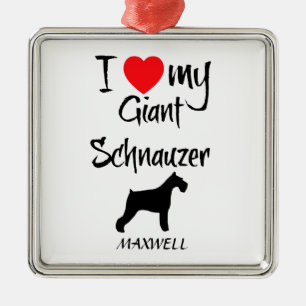 Custom I Love My Giant Schnauzer Metal Tree Decoration