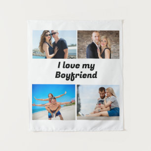 Custom I love my Girlfriend 4 photo Tapestry