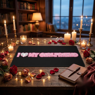 Custom I Love My Girlfriend – Add Photo Desk Mat