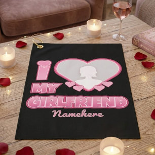 Custom I Love My Girlfriend – Add Photo & Name Golf Towel