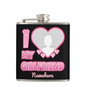 Custom I Love My Girlfriend – Add Photo & Name Hip Flask