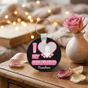 Custom I Love My Girlfriend – Add Photo & Name Key Ring