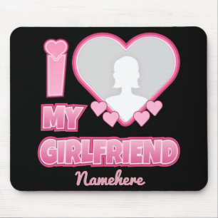 Custom I Love My Girlfriend – Add Photo & Name Mouse Pad