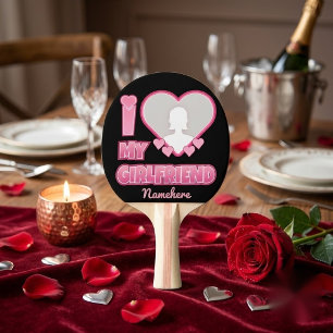 Custom I Love My Girlfriend – Add Photo & Name Ping Pong Paddle