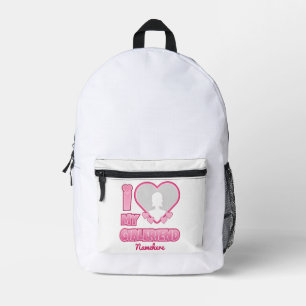 Custom I Love My Girlfriend – Add Photo & Name Printed Backpack