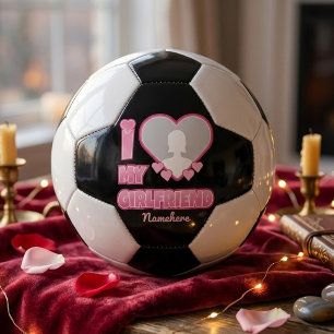 Custom I Love My Girlfriend – Add Photo & Name Soccer Ball