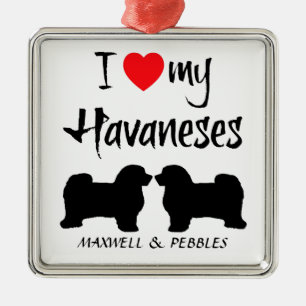 Custom I Love My Havaneses Metal Tree Decoration