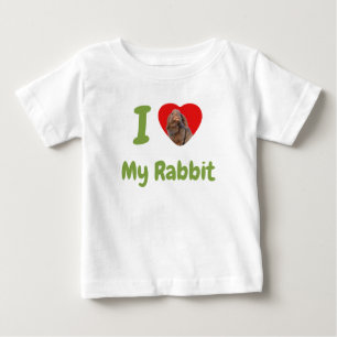 Custom I Love My Holland Lop Rabbit Photo Baby T-Shirt