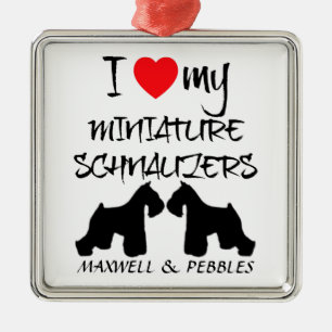 Custom I Love My Miniature Schnauzers Metal Tree Decoration