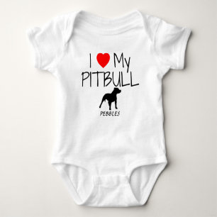 Custom I Love My Pitbull Baby Bodysuit
